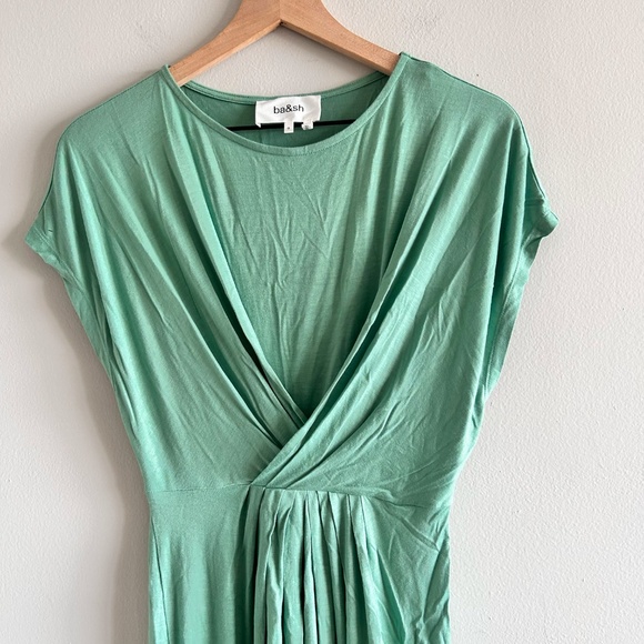ba&sh Tisha Draped T-Shirt Dress | Green | Size XS, US 2 - Picture 5 of 16
